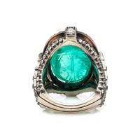 EMERALD AND DIAMOND SCARAB RING
