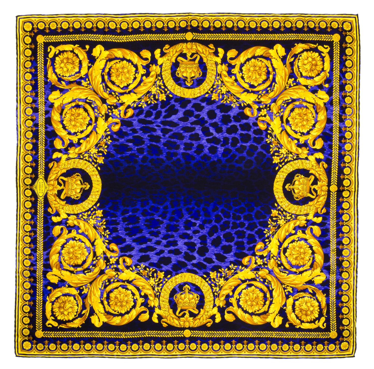 A Gianni Versace Silk Atelier Print Scarf, 34" x 34".