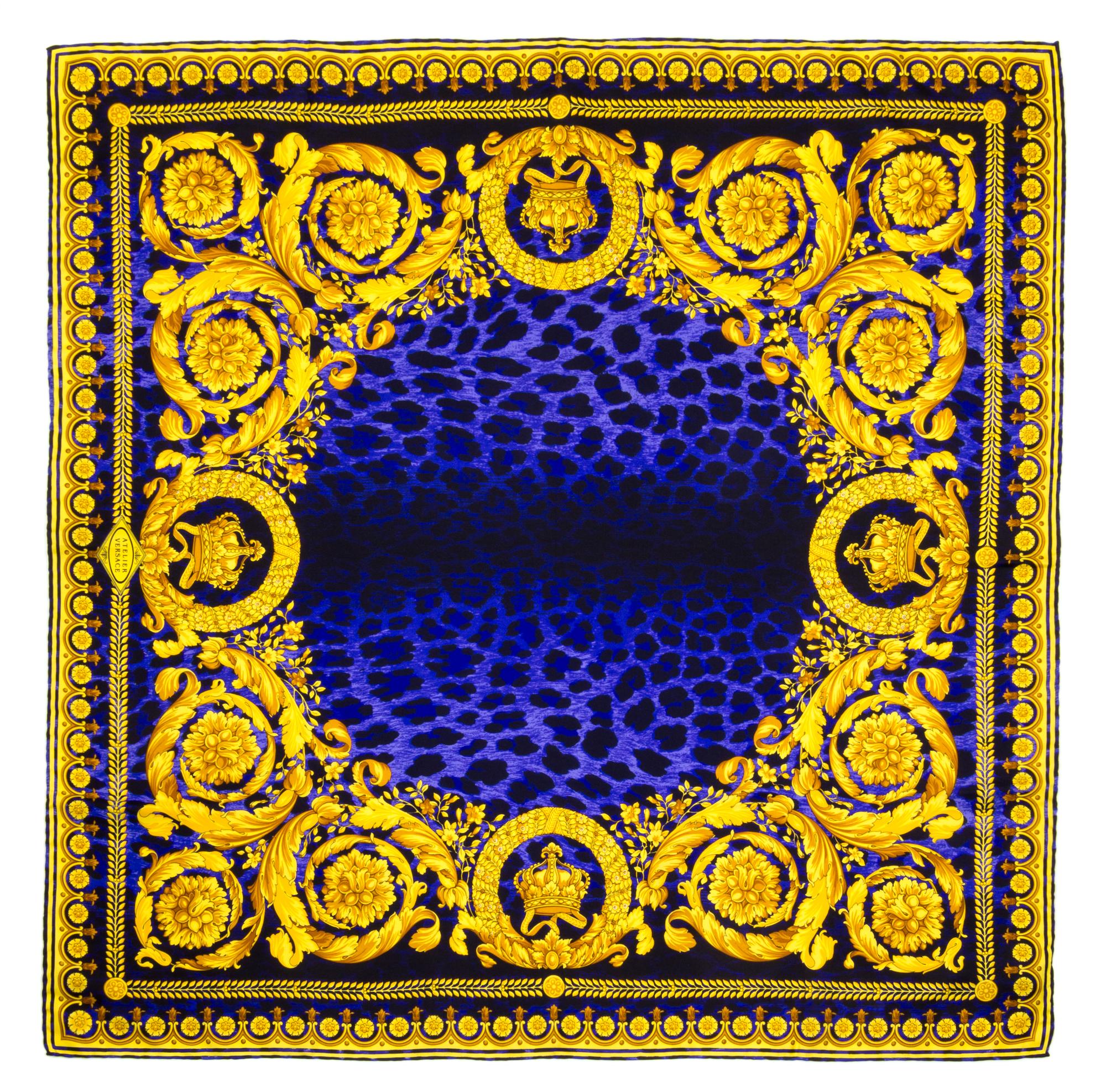 A Gianni Versace Silk Atelier Print Scarf, 34" x 34".