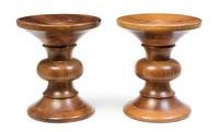 Charles and Ray Eames, HERMAN MILLER, c. 1960, a pair of walnut Time Life stools