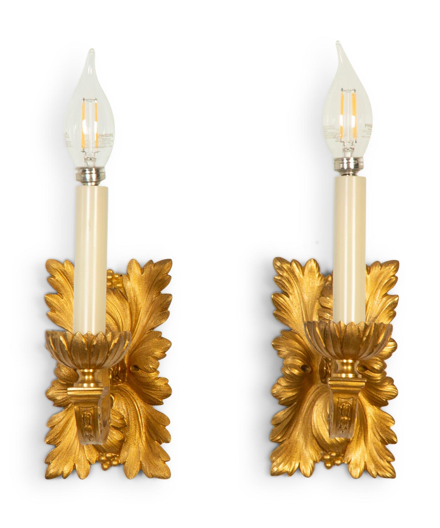 A Set of Four Gilt Bronze Single-Light Sconces