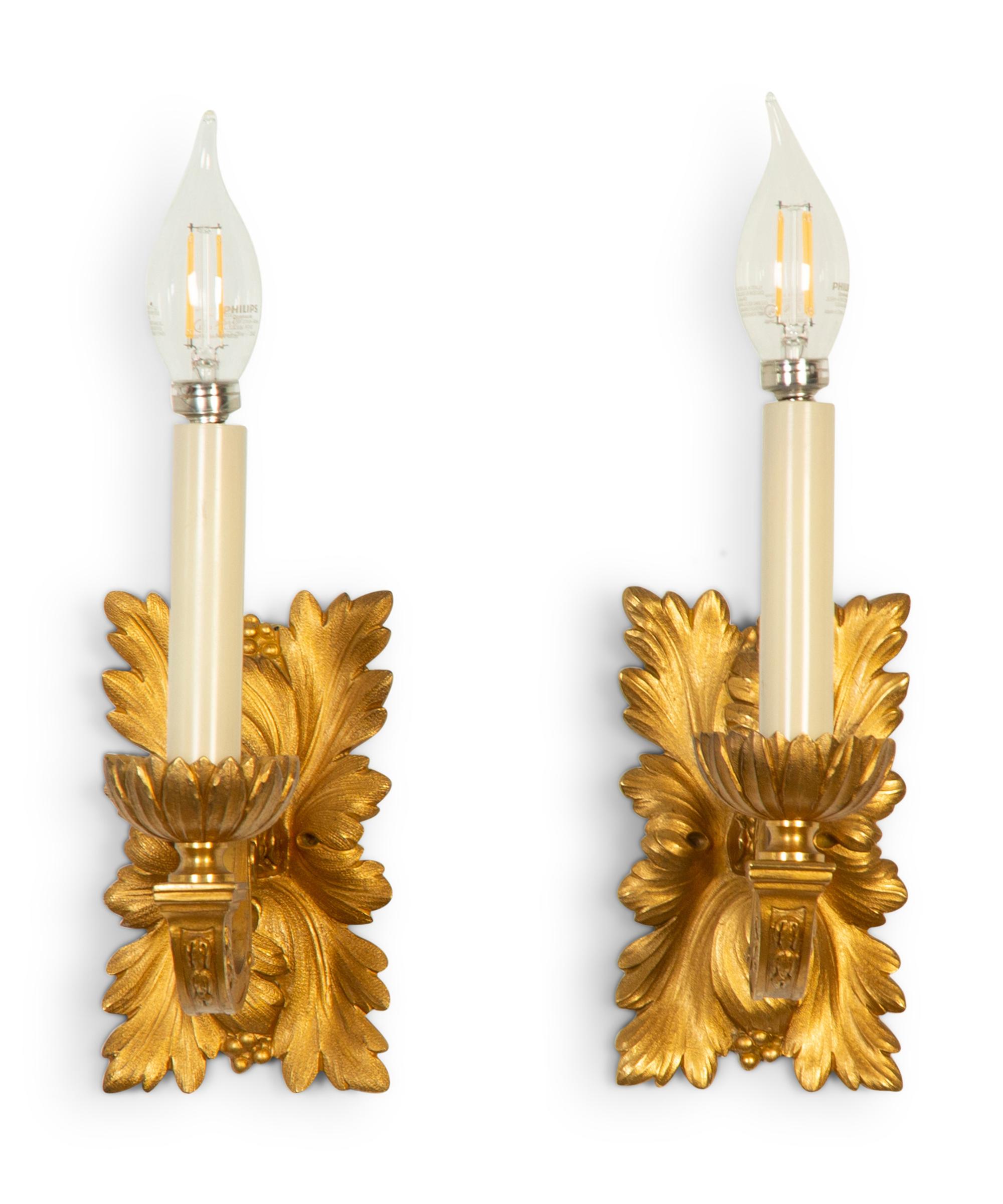 A Set of Four Gilt Bronze Single-Light Sconces