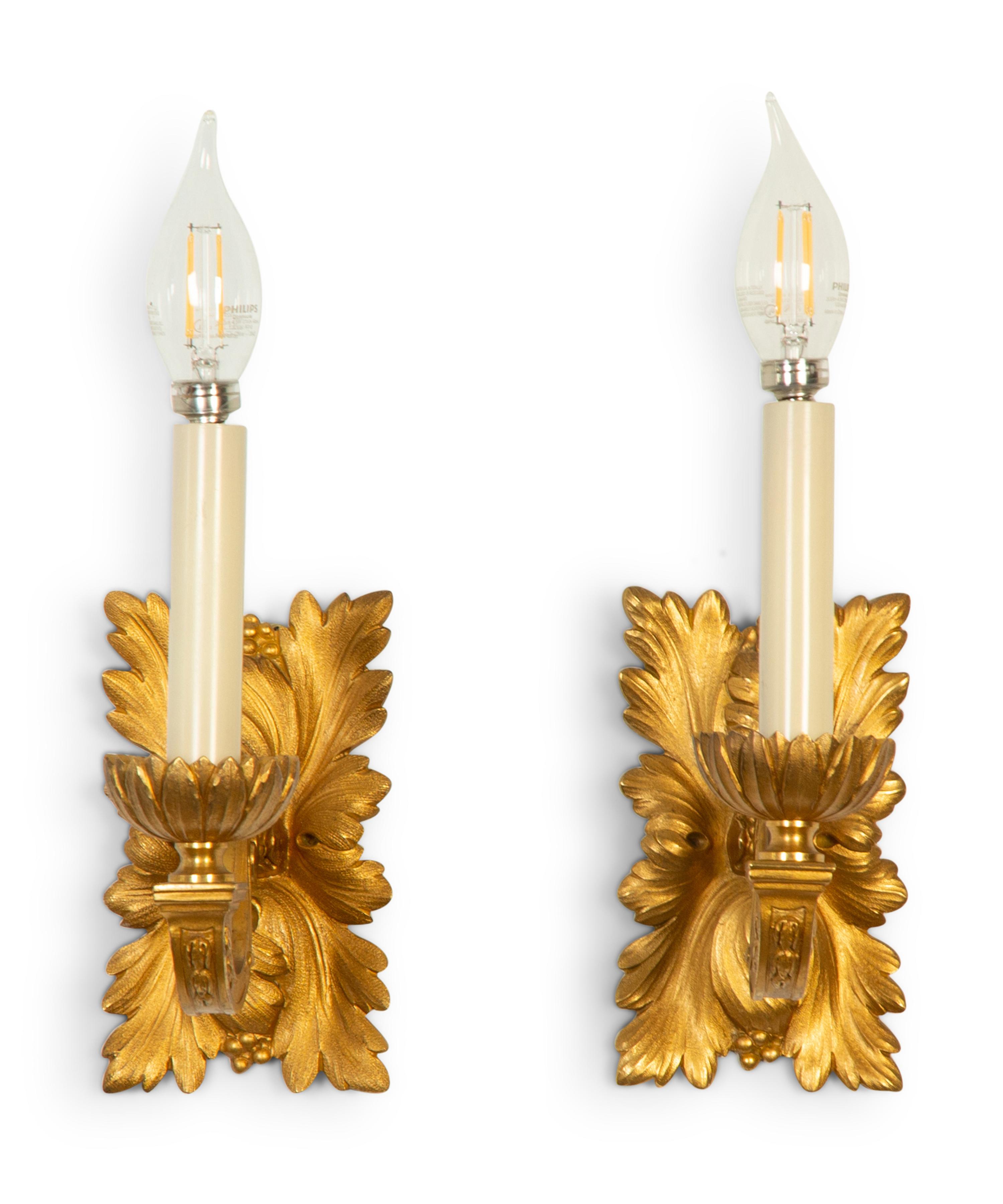 A Set of Four Gilt Bronze Single-Light Sconces