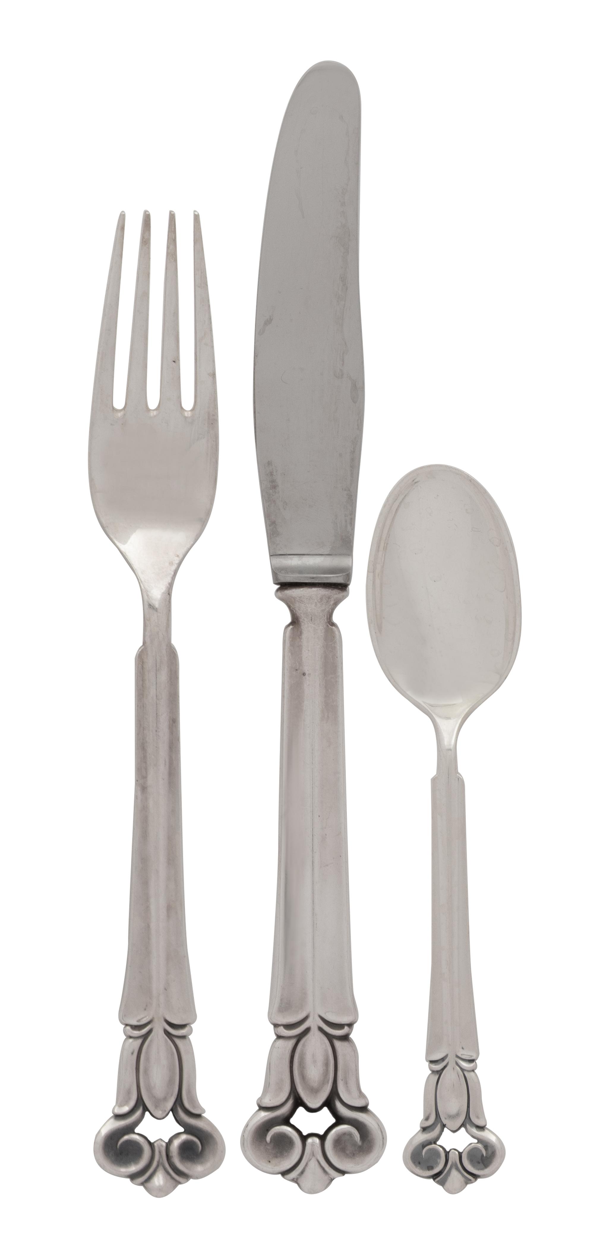 A Danish Silver Flatware Set