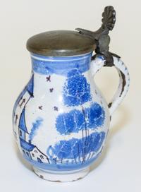 A Delft Pewter Mounted Pitcher Height 6 1/2 inches. — 18TH CENTURY