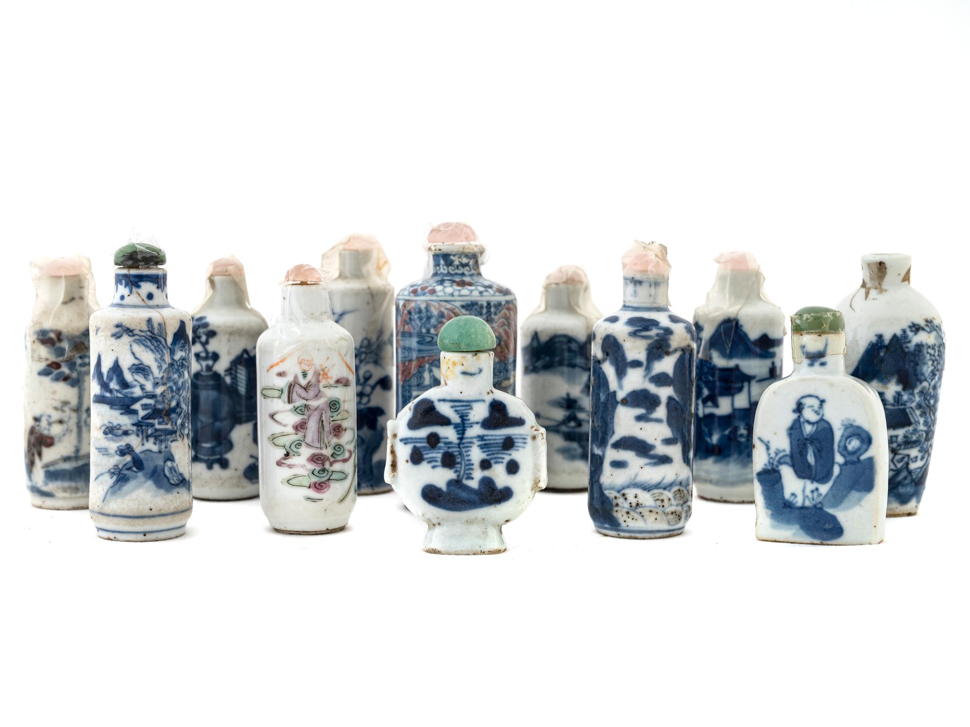 A Collection of Chinese Blue and White Snuff Bottles — LATE 19TH/ EARLY 20TH CENTURY