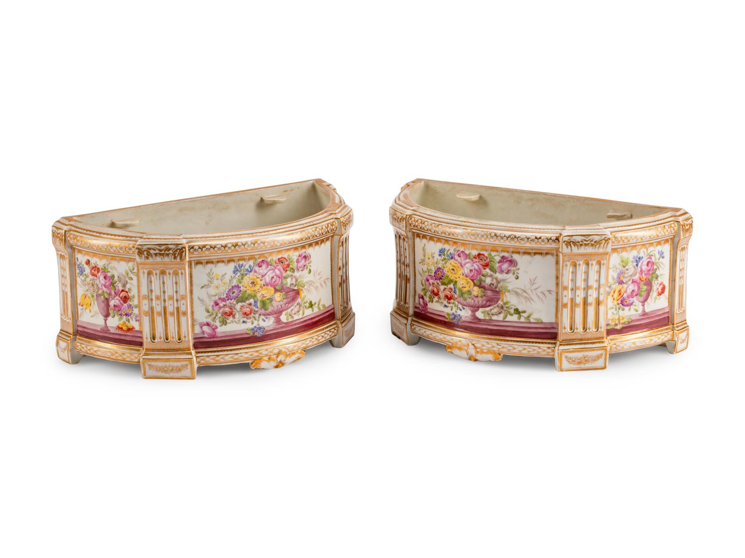 A Pair of French Porcelain Bough Pots — 19TH CENTURY