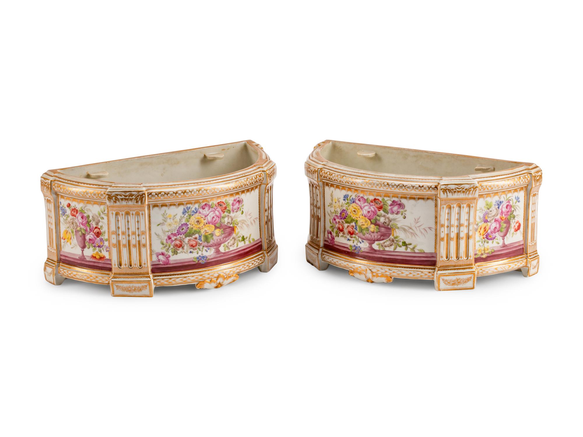 A Pair of French Porcelain Bough Pots — 19TH CENTURY