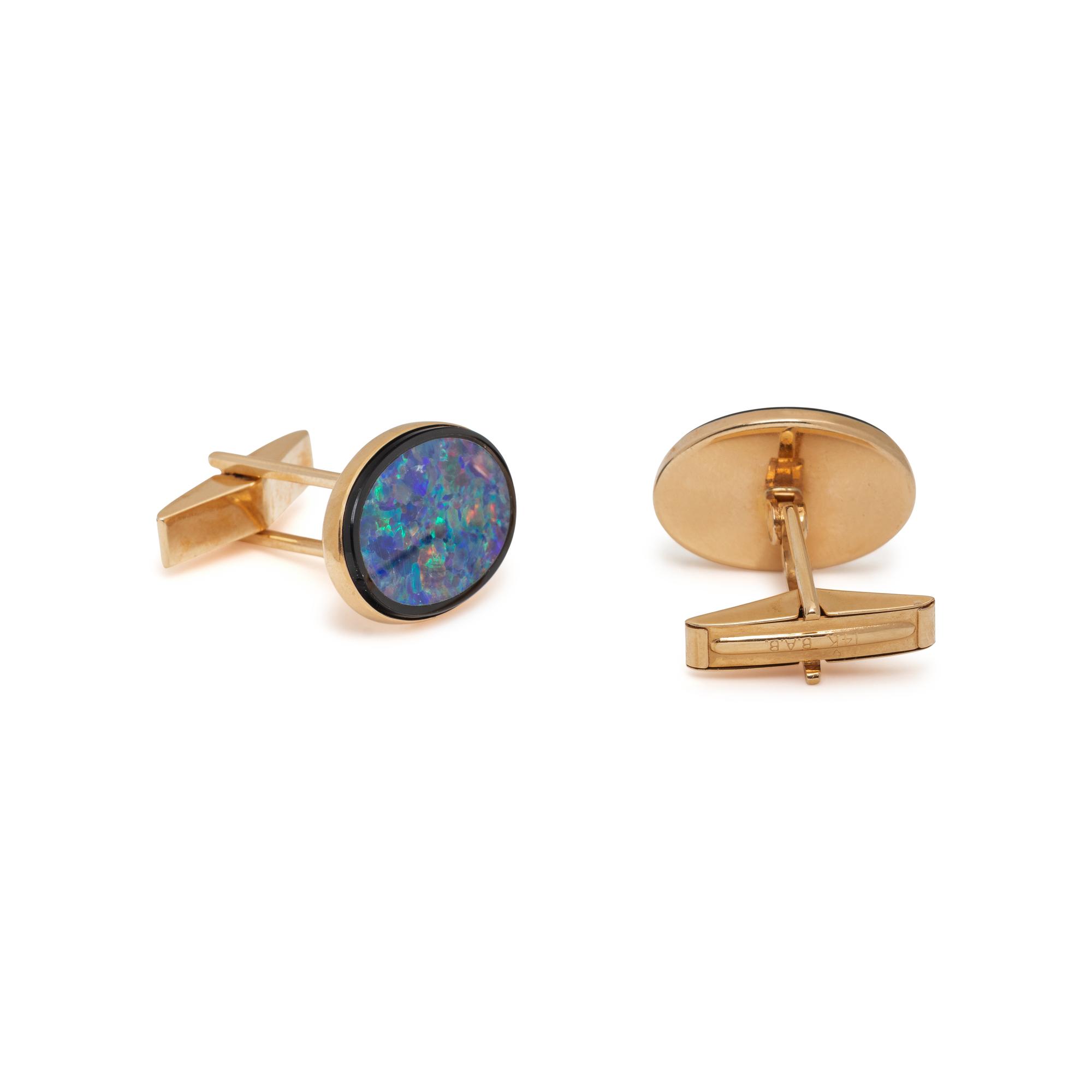 BLACK OPAL AND ONYX CUFFLINKS