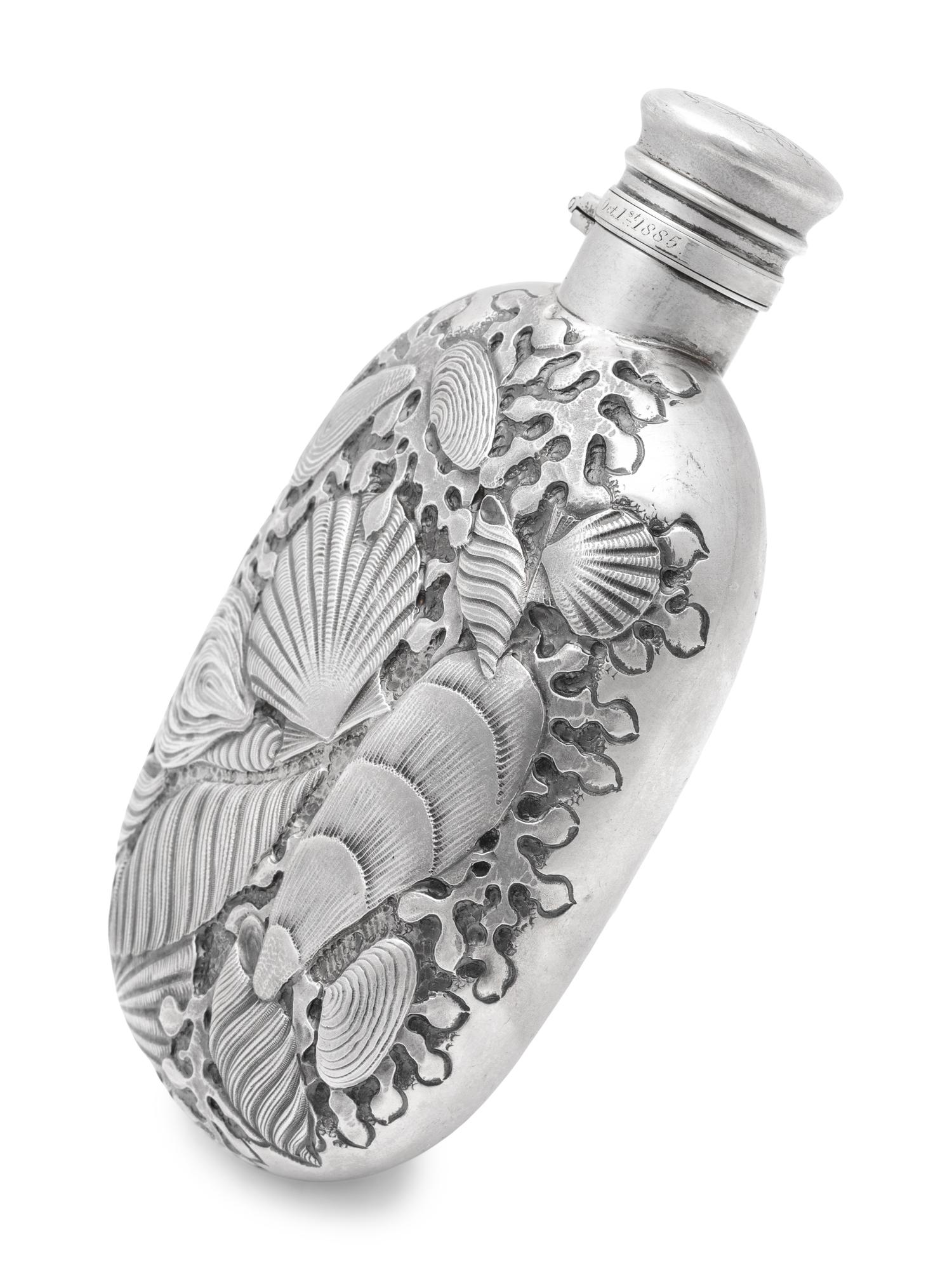A Gorham Silver Sea Themed Flask