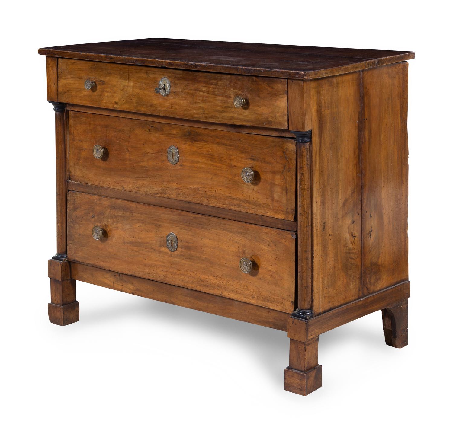 A Continental Neoclassical Walnut Chest of Drawers