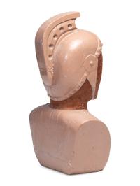 A Folk Carved and Painted Pine Roman Centurion Bust