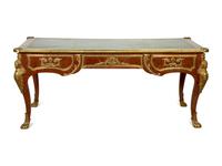 A Louis XV Style Gilt Bronze Mounted Kingwood Bureau Plat