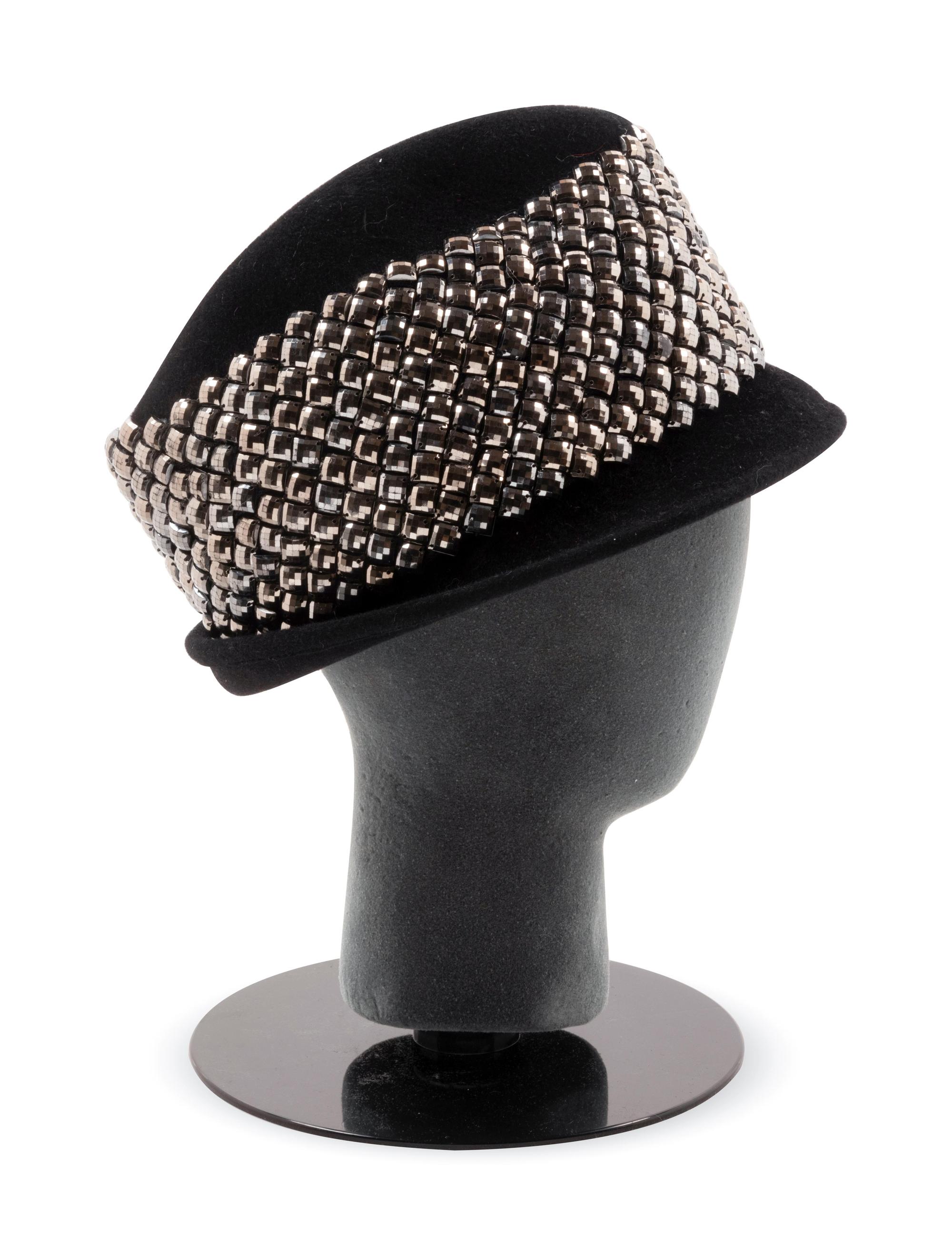 12 Assorted Hats and a Pair of Feathered Cuffs, 1970-2000s
