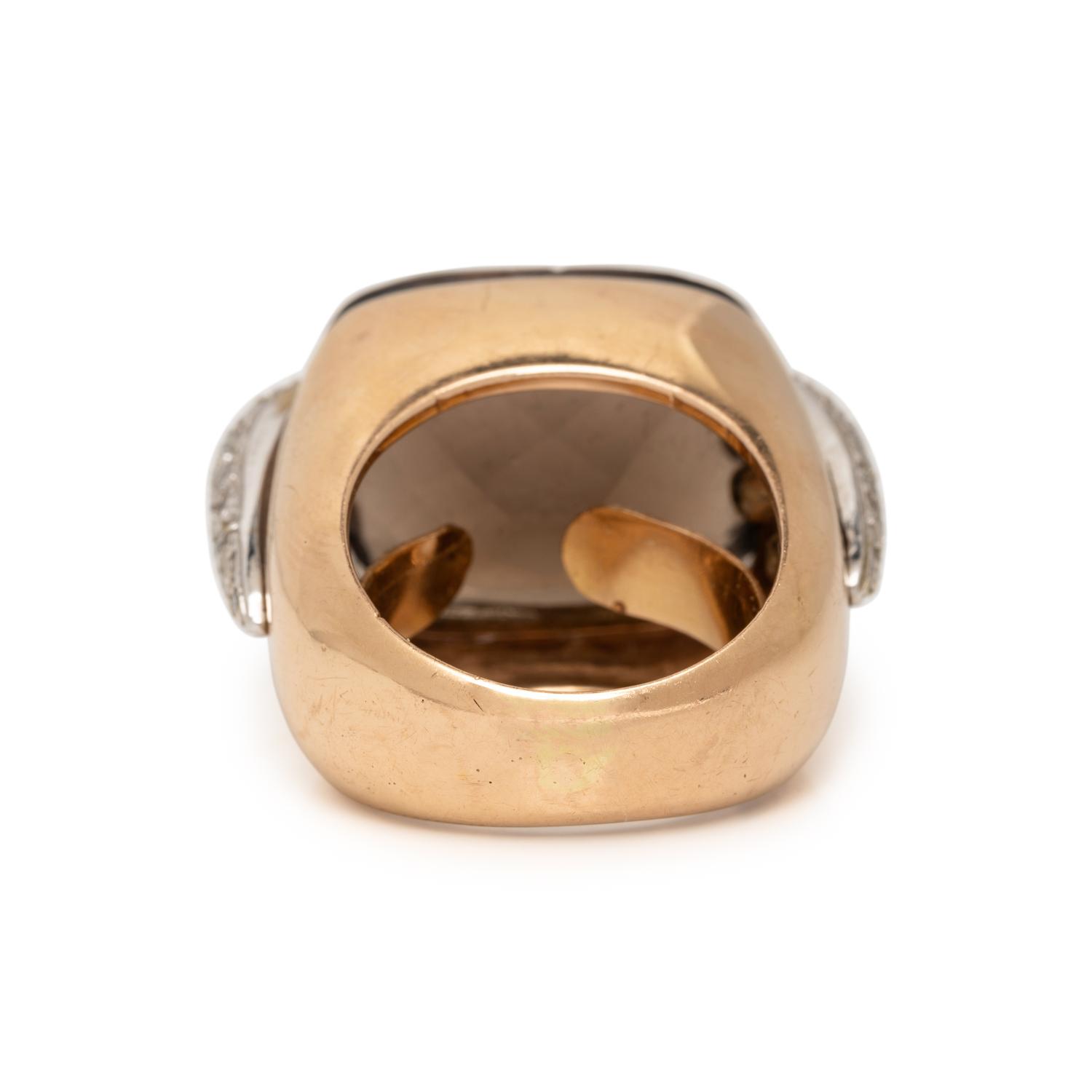 SMOKEY QUARTZ AND DIAMOND RING