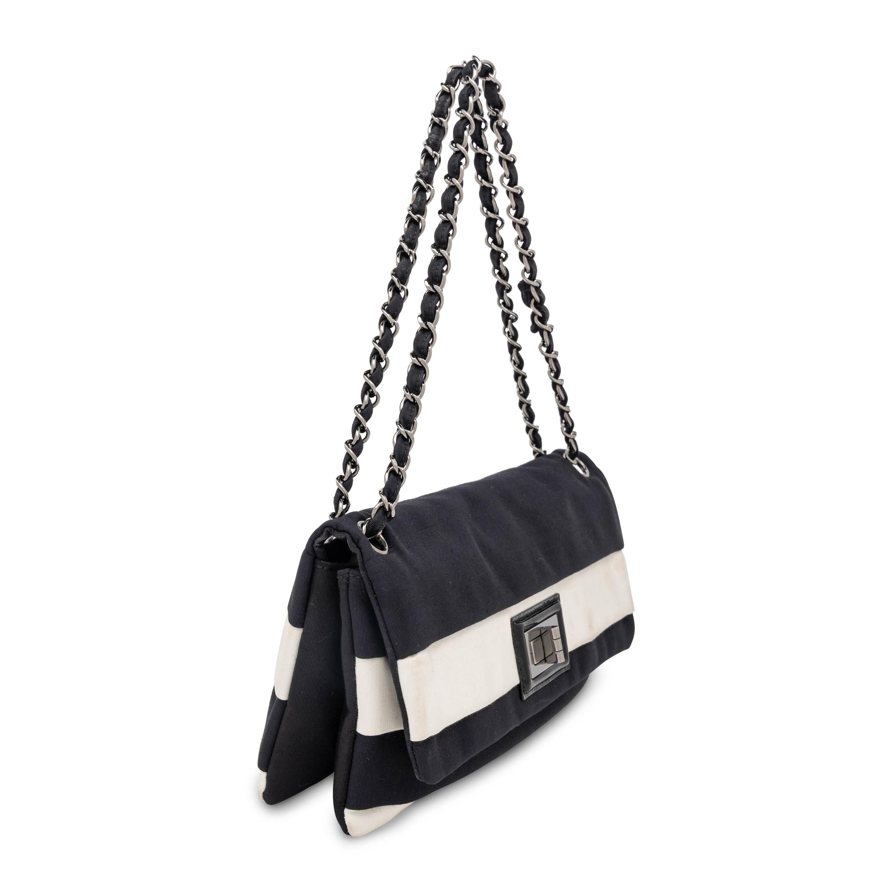 Chanel, Flap Bag in Black & White Faille