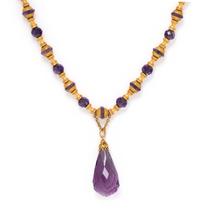 ANTIQUE, YELLOW GOLD AND AMETHYST NECKLACE