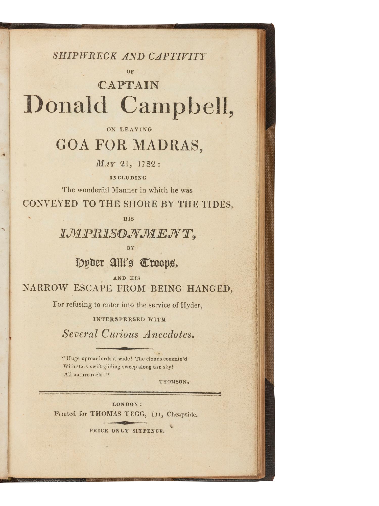 [BRITISH SHIPWRECK & CAPTIVITY]. A group of 9 narratives describing British shipwrecks and resulting captivity, comprising:
