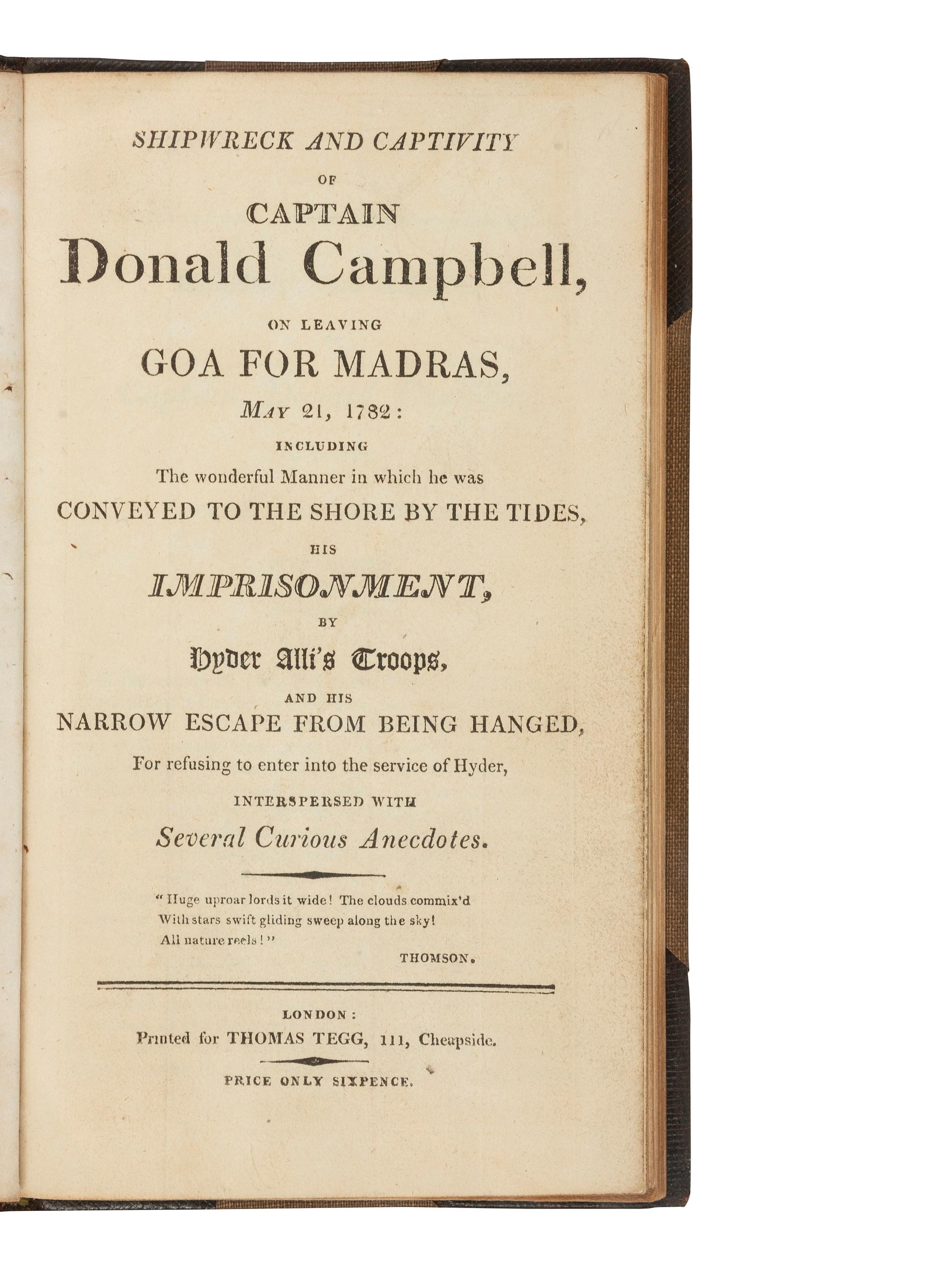 [BRITISH SHIPWRECK & CAPTIVITY]. A group of 9 narratives describing British shipwrecks and resulting captivity, comprising: