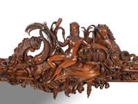 A Continental Carved Mahogany Mirror of Naval Interest