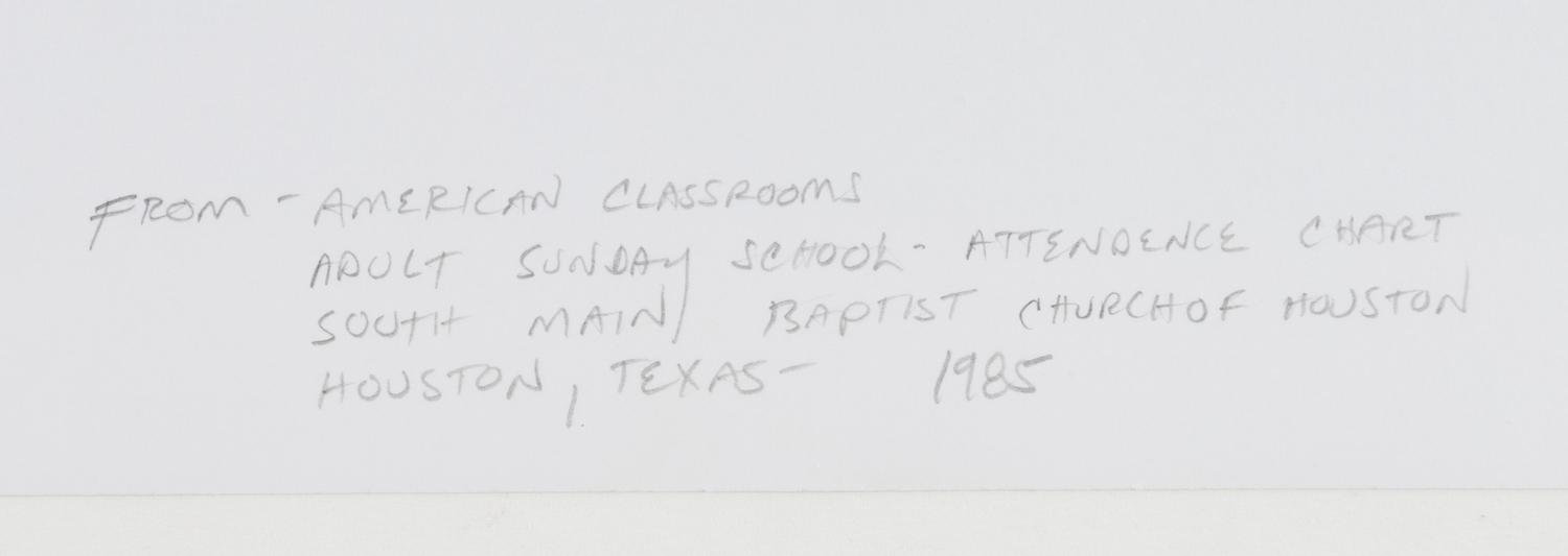 Adult Sunday School Attendance Chart, South Main Baptist Church of Houston, Houston, Texas, (from American Classrooms), 1985