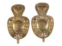 A Pair of Dutch Pressed Brass Heart-and-Berries One-Light Wall Sconces