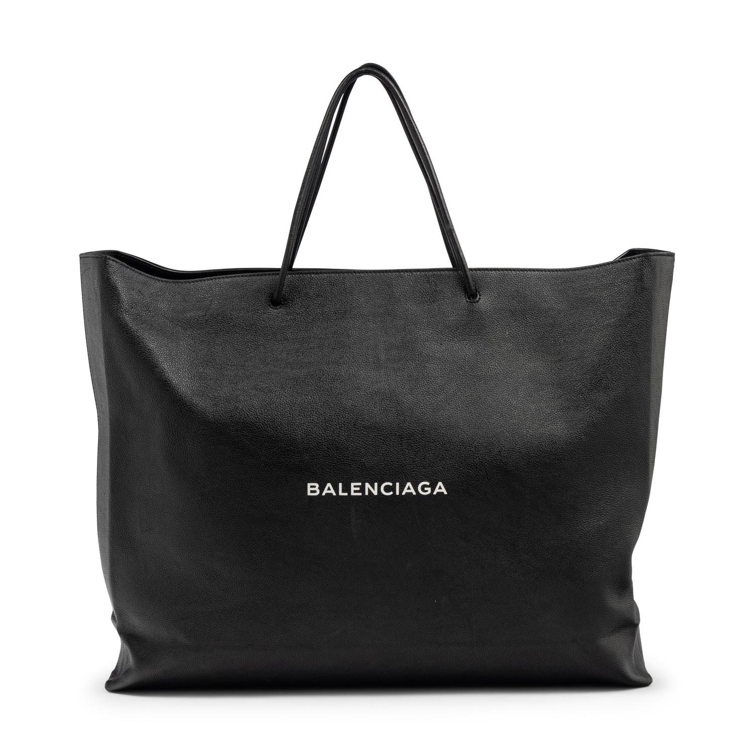 BALENCIAGA, XL LEATHER LOGO SHOPPING TOTE