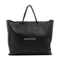 BALENCIAGA, XL LEATHER LOGO SHOPPING TOTE