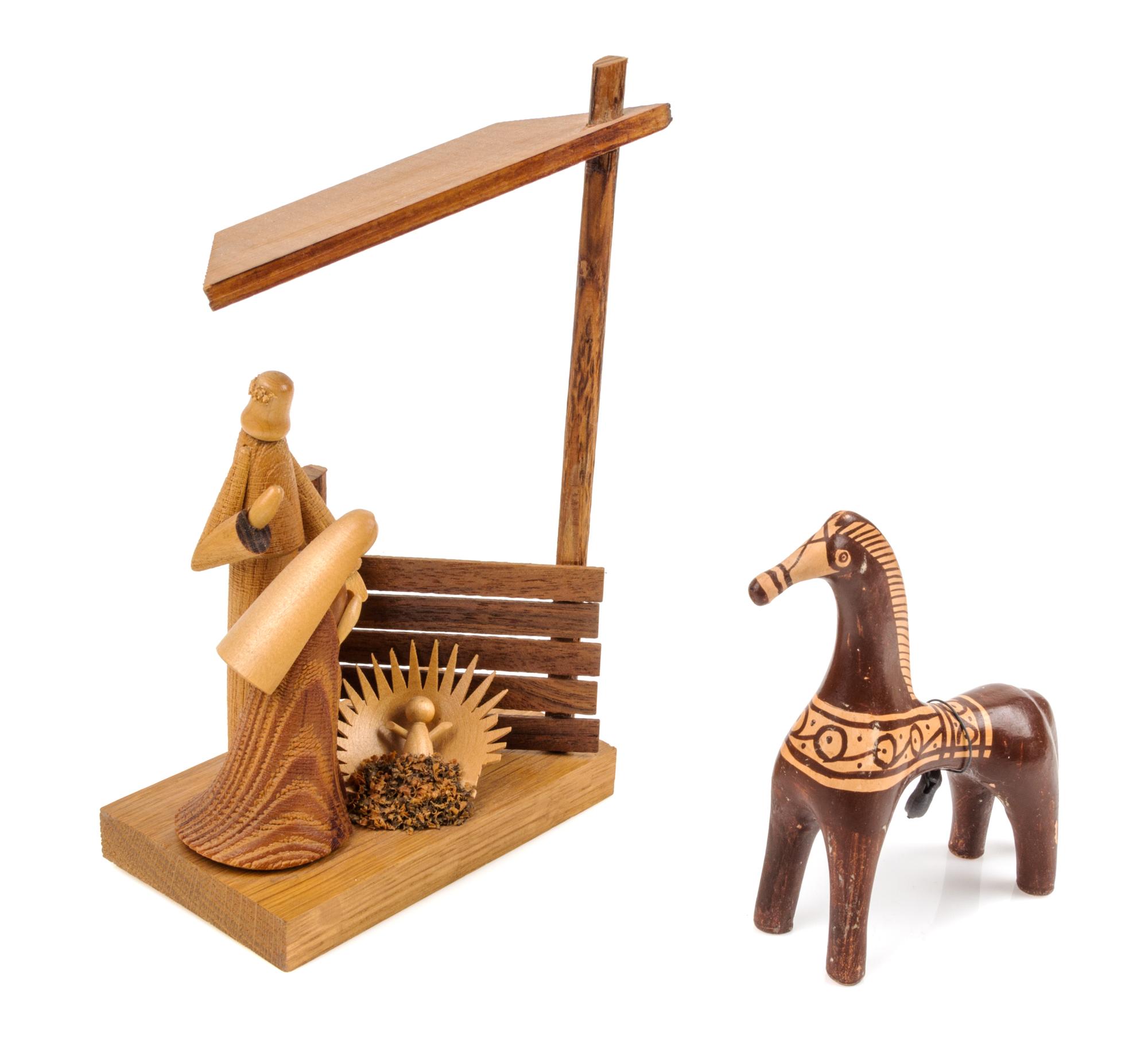 A Group of Nativity Figures Height of tallest 7 3/4 inches.