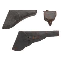Two Civil War Era Revolver Holsters & Cap Pouch