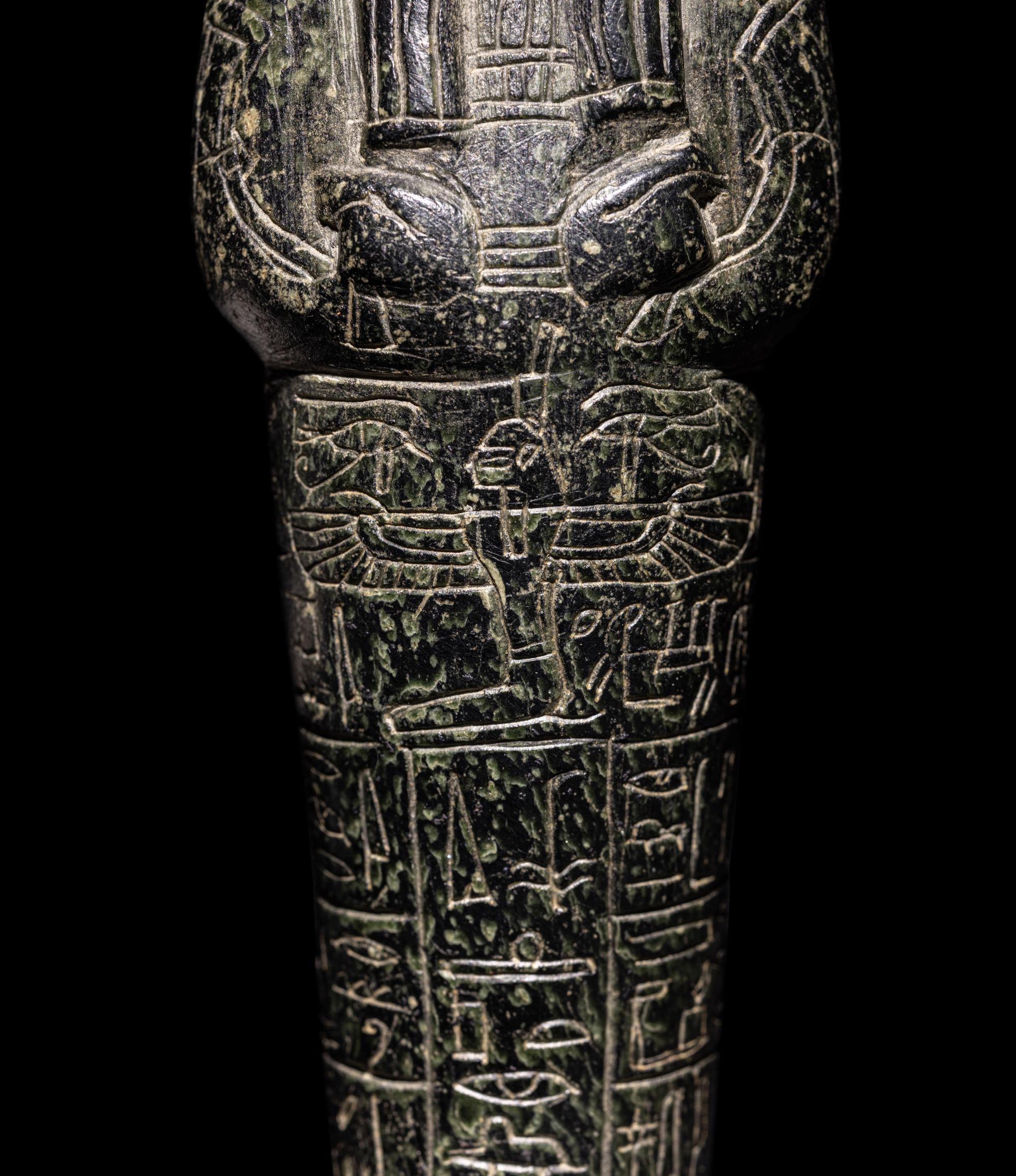 An Egyptian Serpentine Ushabti for May