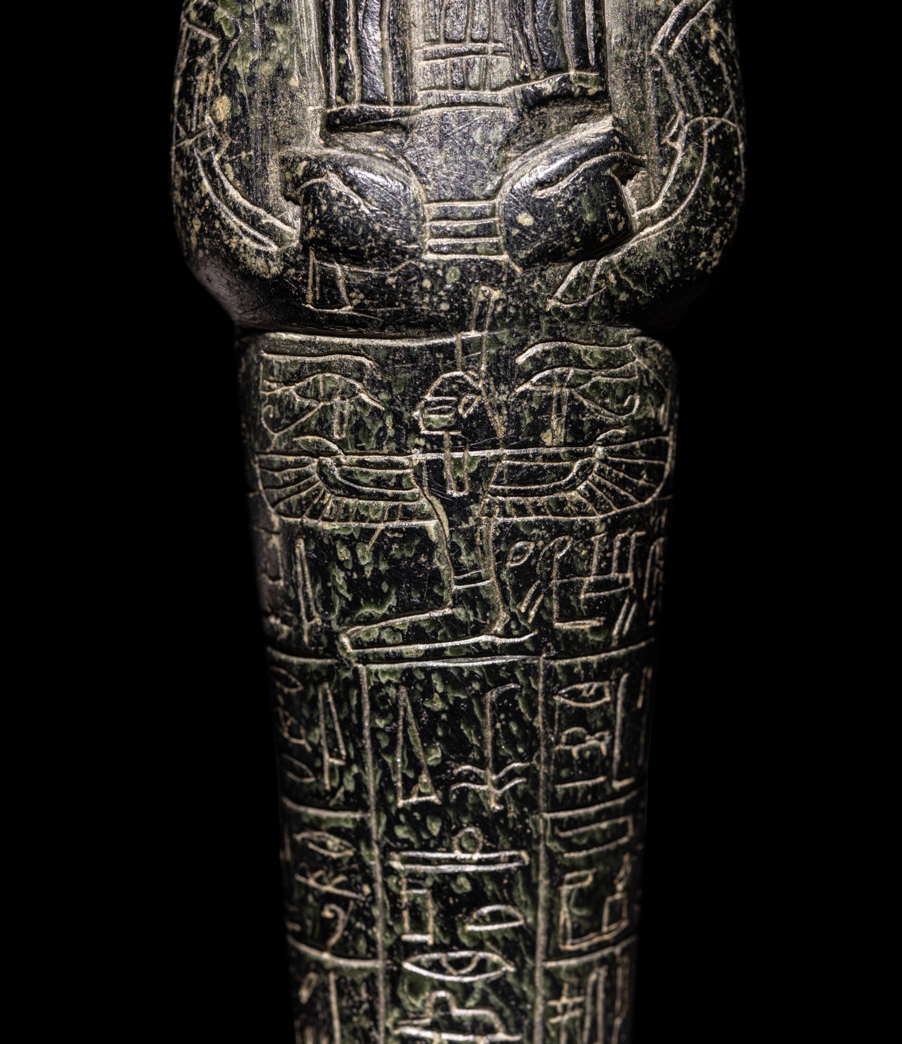 An Egyptian Serpentine Ushabti for May