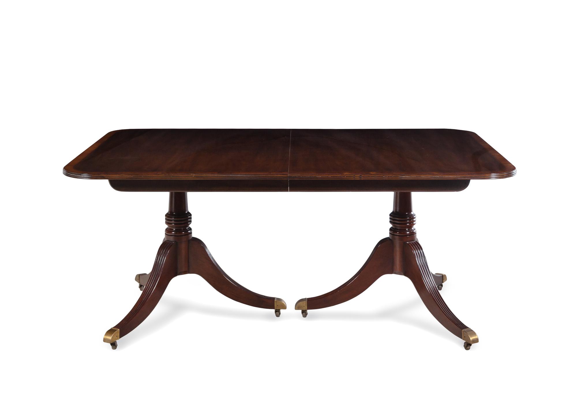 A George III Style Mahogany Double-Pedestal Dining Table