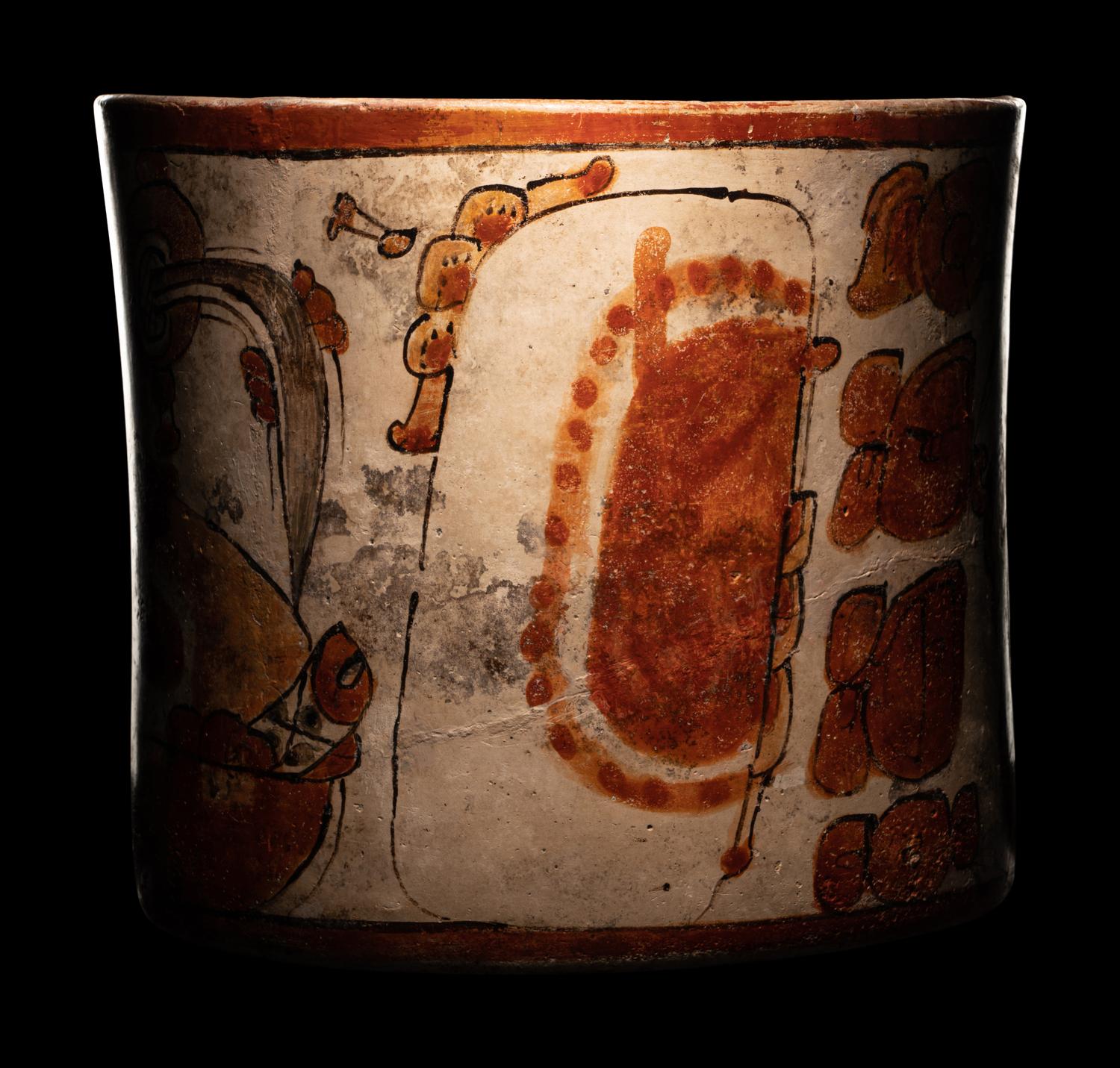 A Maya Polychrome Cylinder Vessel