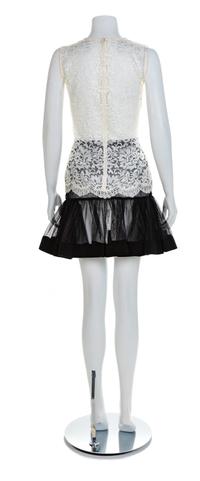 Atalier Versace White Lace Blouse and Black Sheer Skirt, 1990