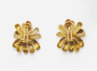 A Pair of 18K Yellow Gold and Ruby Cartier Ear Clips