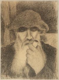 Portrait of Camille Pissarro Smoking Pipe