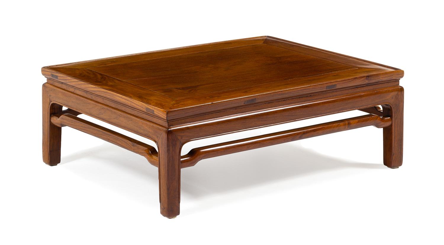 A Chinese Huanghuali Kang Table, Kangji Height 9 3/4 x width 28 x depth 21 inches.