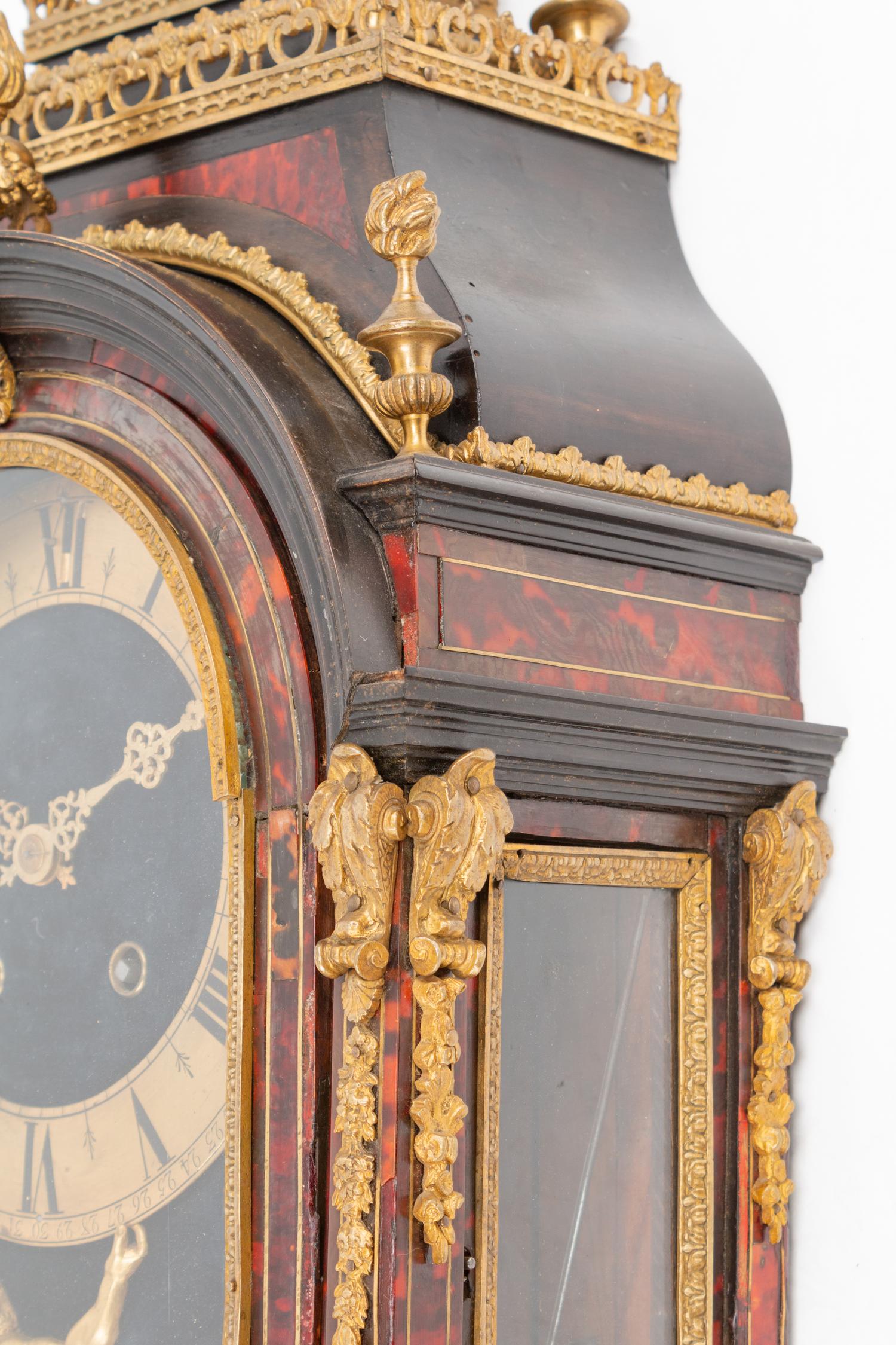 A Napoleon III Style Gilt Bronze and Red Tortoiseshell Bracket Clock with an Associated Bracket