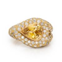 Lois Sasson, Yellow Sapphire, Diamond, and Yellow Gold Ring
