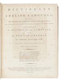 JOHNSON, Samuel (1709-1784). A Dictionary of the English Language . London: for J. F. and C. Rivington and others, 1785.