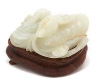 A Carved Celadon Jade Figural Group of Two Ducks — 19TH CENTURY