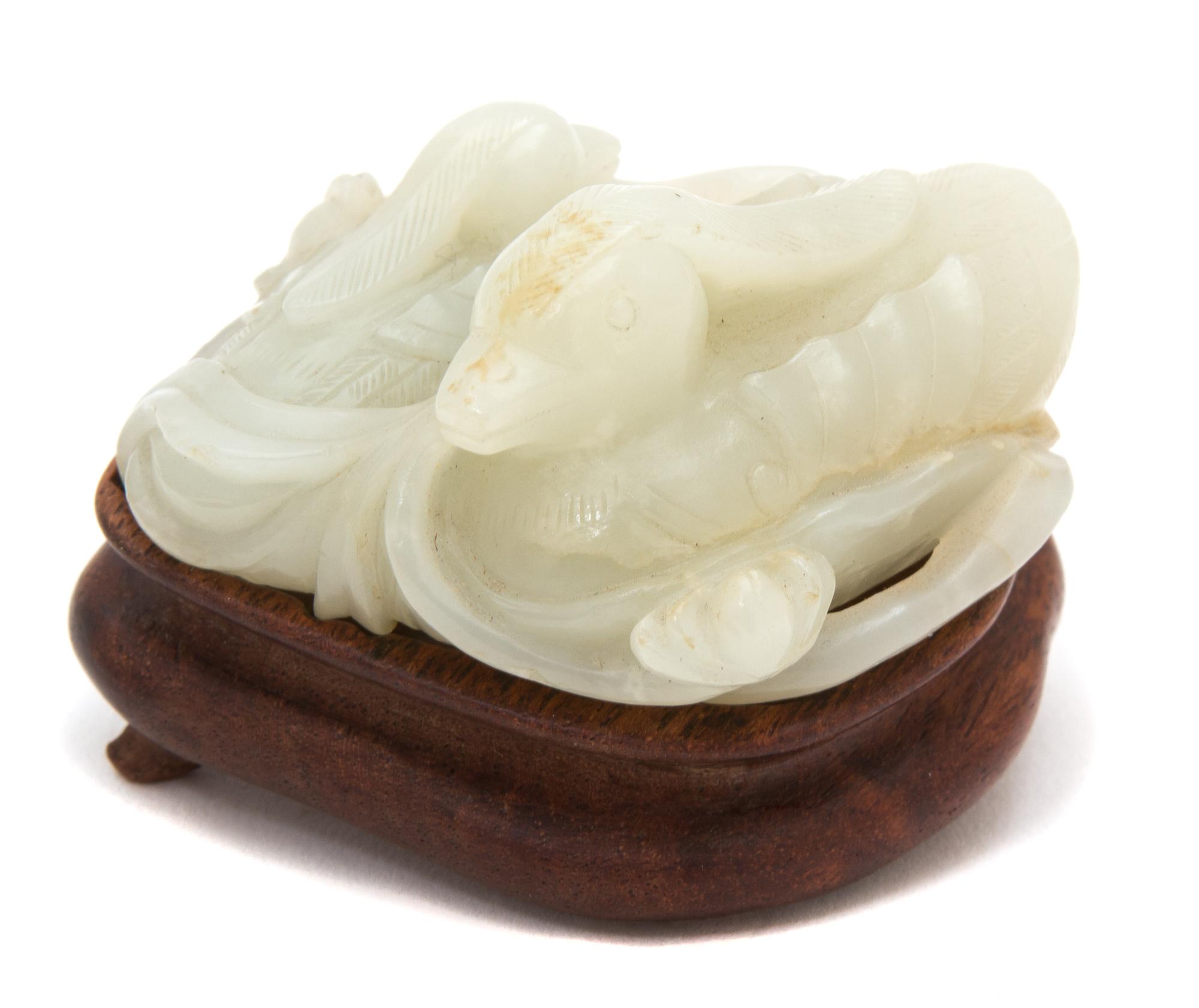 A Carved Celadon Jade Figural Group of Two Ducks — 19TH CENTURY