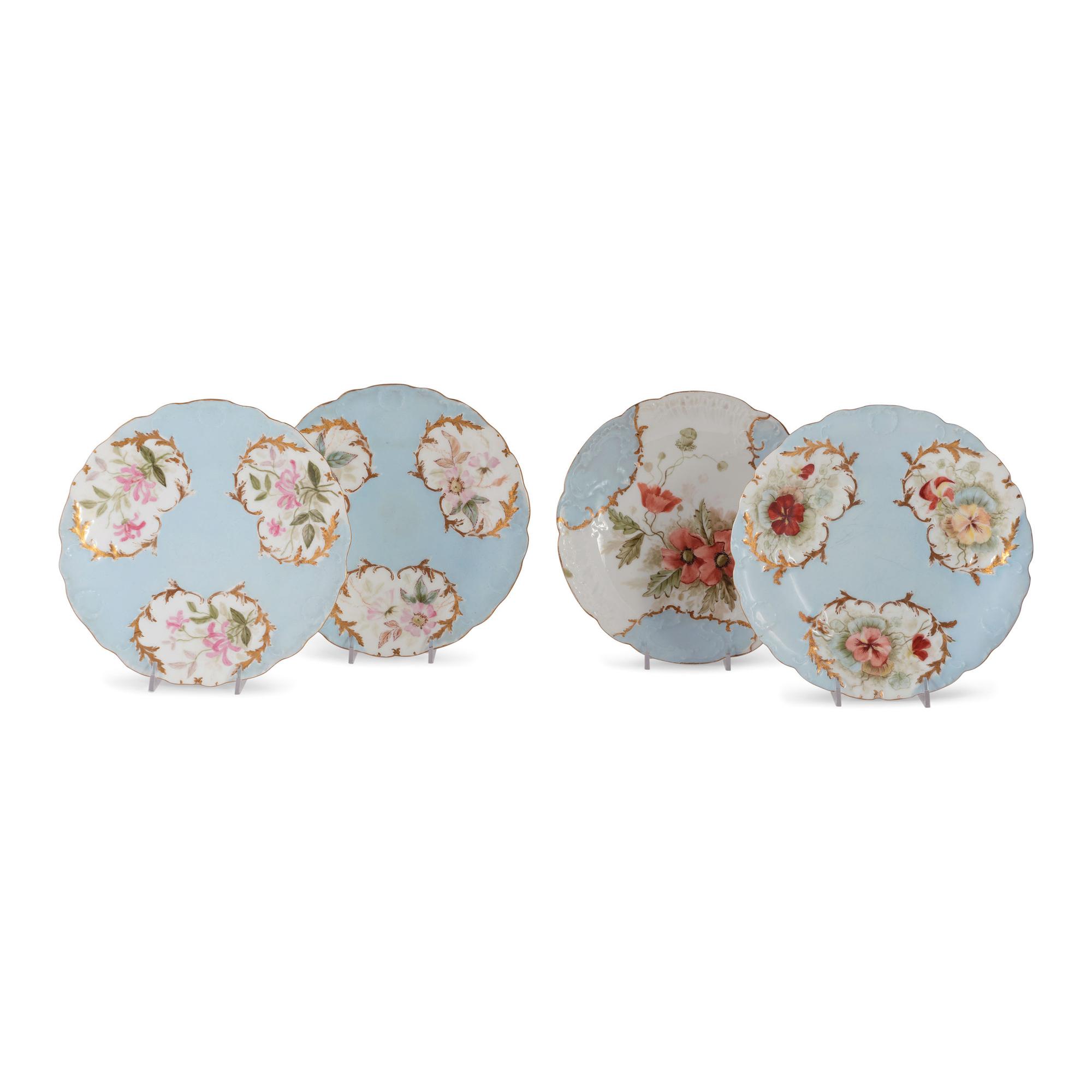 Continental Porcelain Luncheon Plates and Tea Service Including Meissen