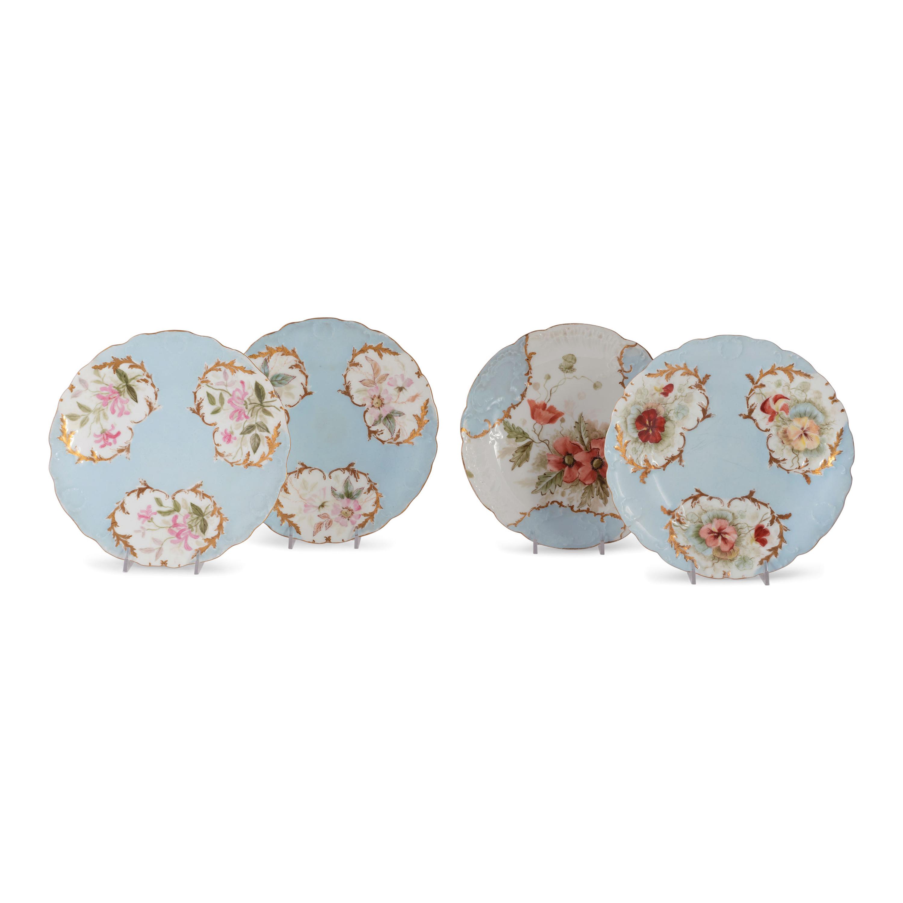 Continental Porcelain Luncheon Plates and Tea Service Including Meissen