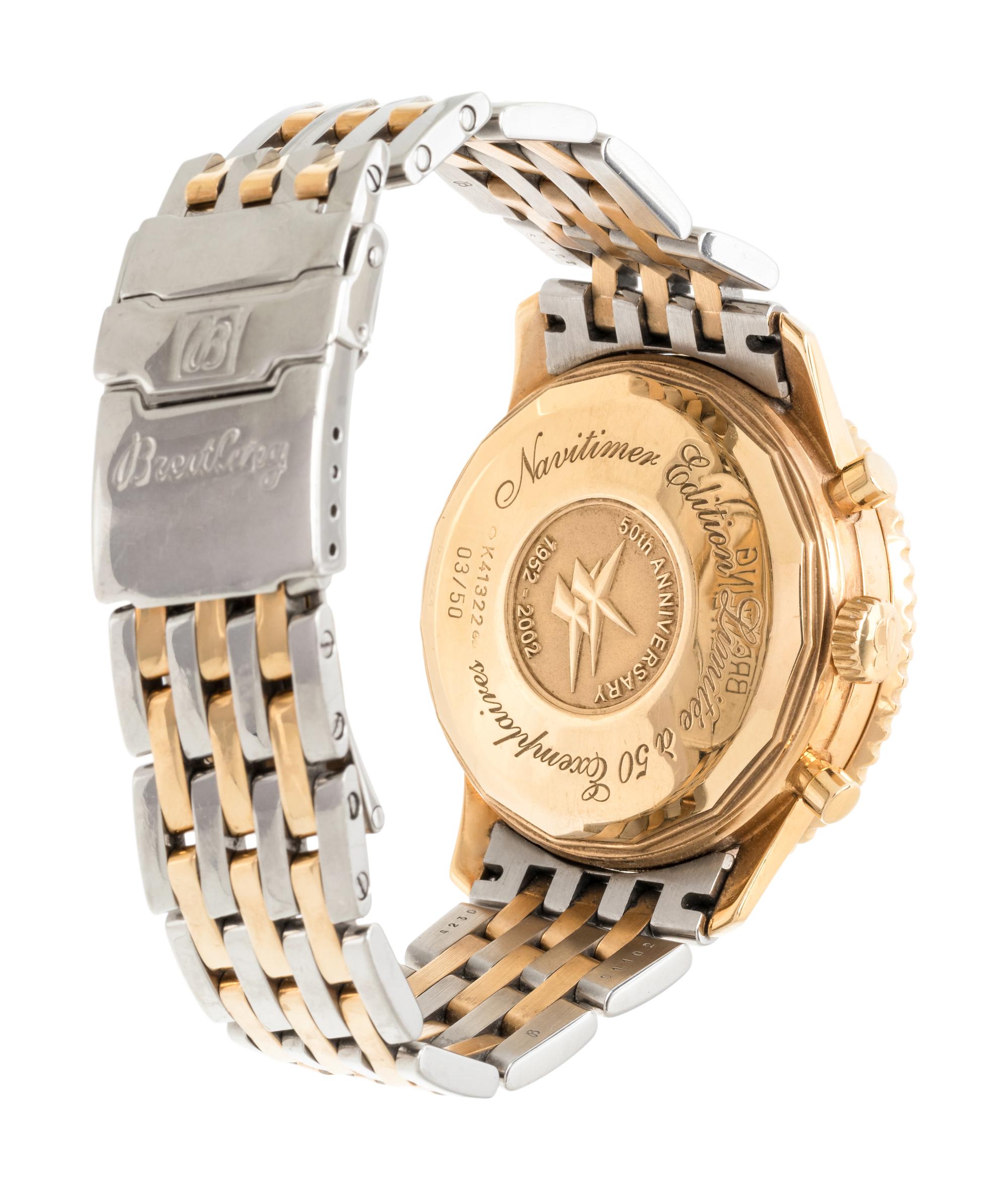 BREITING, REF. 41322 18K YELLOW GOLD AND STAINLESS STEEL LIMITED EDITION 'NAVITIMER' CHRONOGRAPH WRISTWATCH