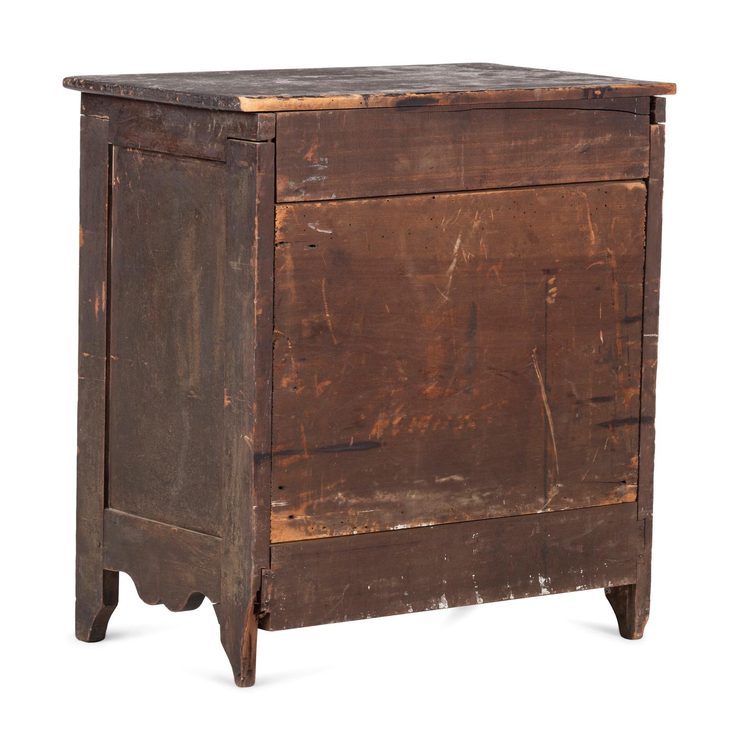 A Classical Black-Painted Cherrywood Diminutive Chest of Drawers