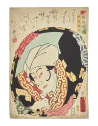 Utagawa Kunisada (Toyokuni III)(Japanese, 1786-1865), Six Assorted Actor Prints, and Another Print (7)