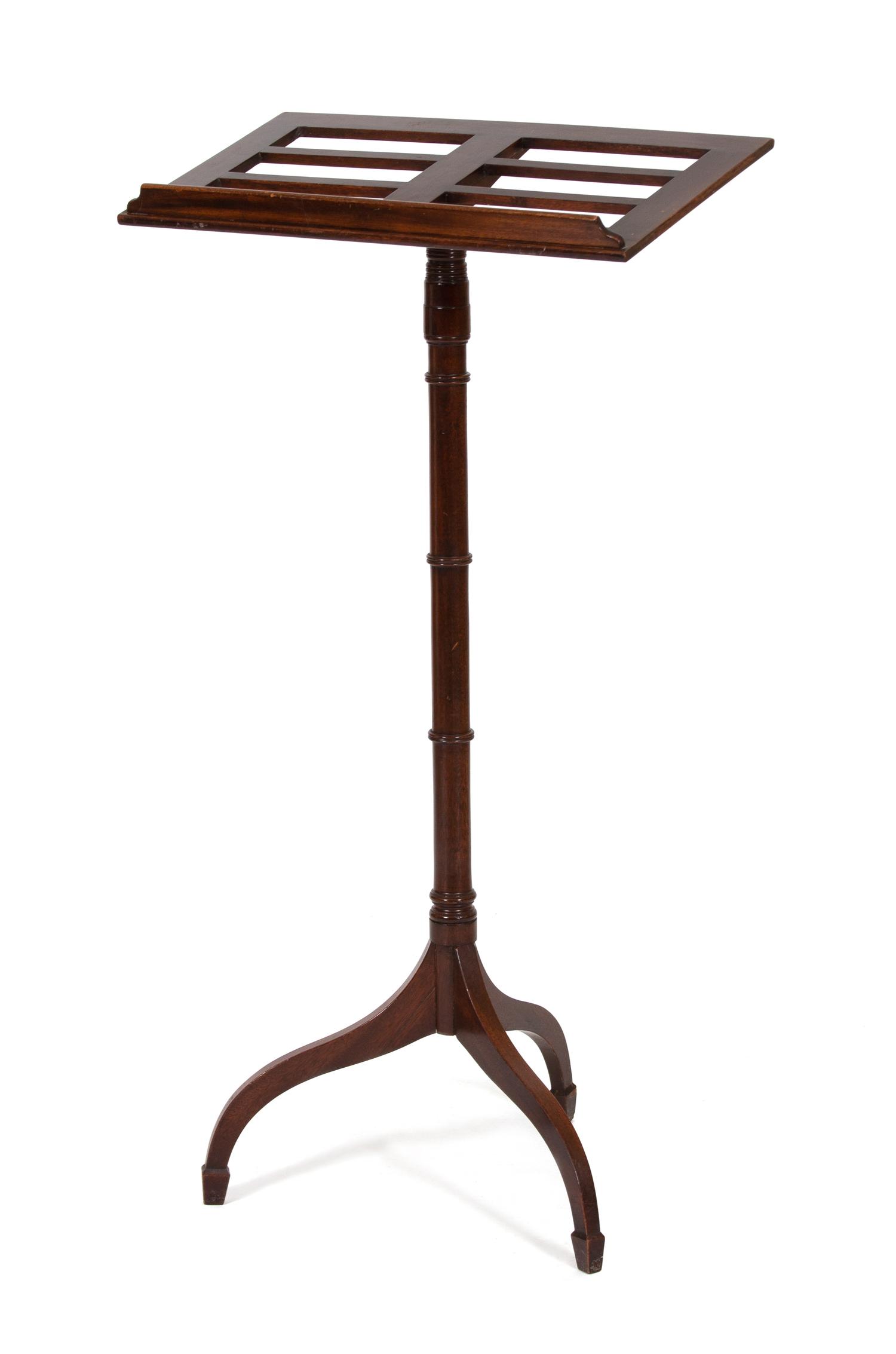 A George III Style Mahogany Bookstand and a Regency Canterbury Bookstand — 19TH CENTURY