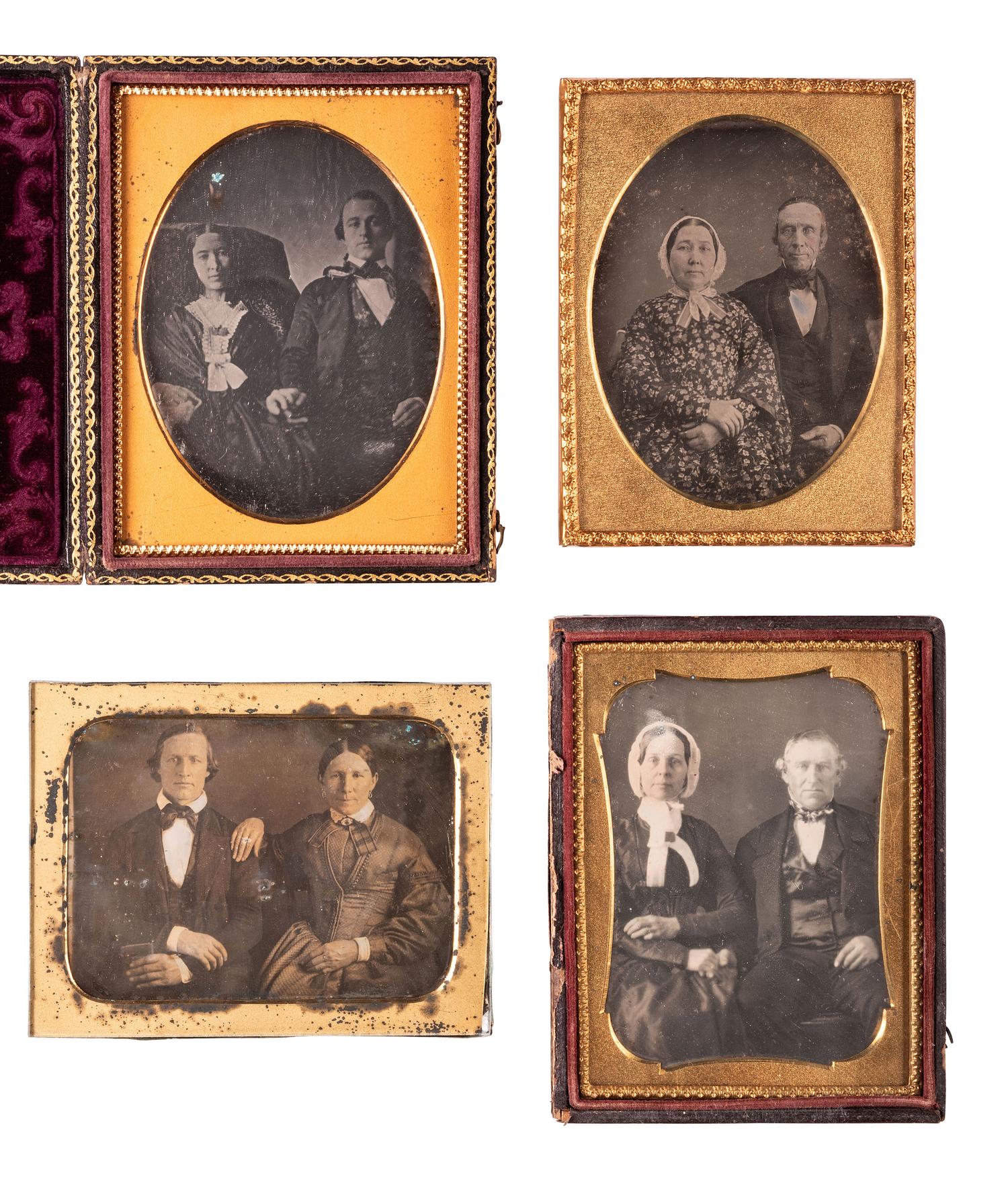 [EARLY PHOTOGRAPHY]. 24 quarter plate daguerreotypes of couples, many affectionately posed.